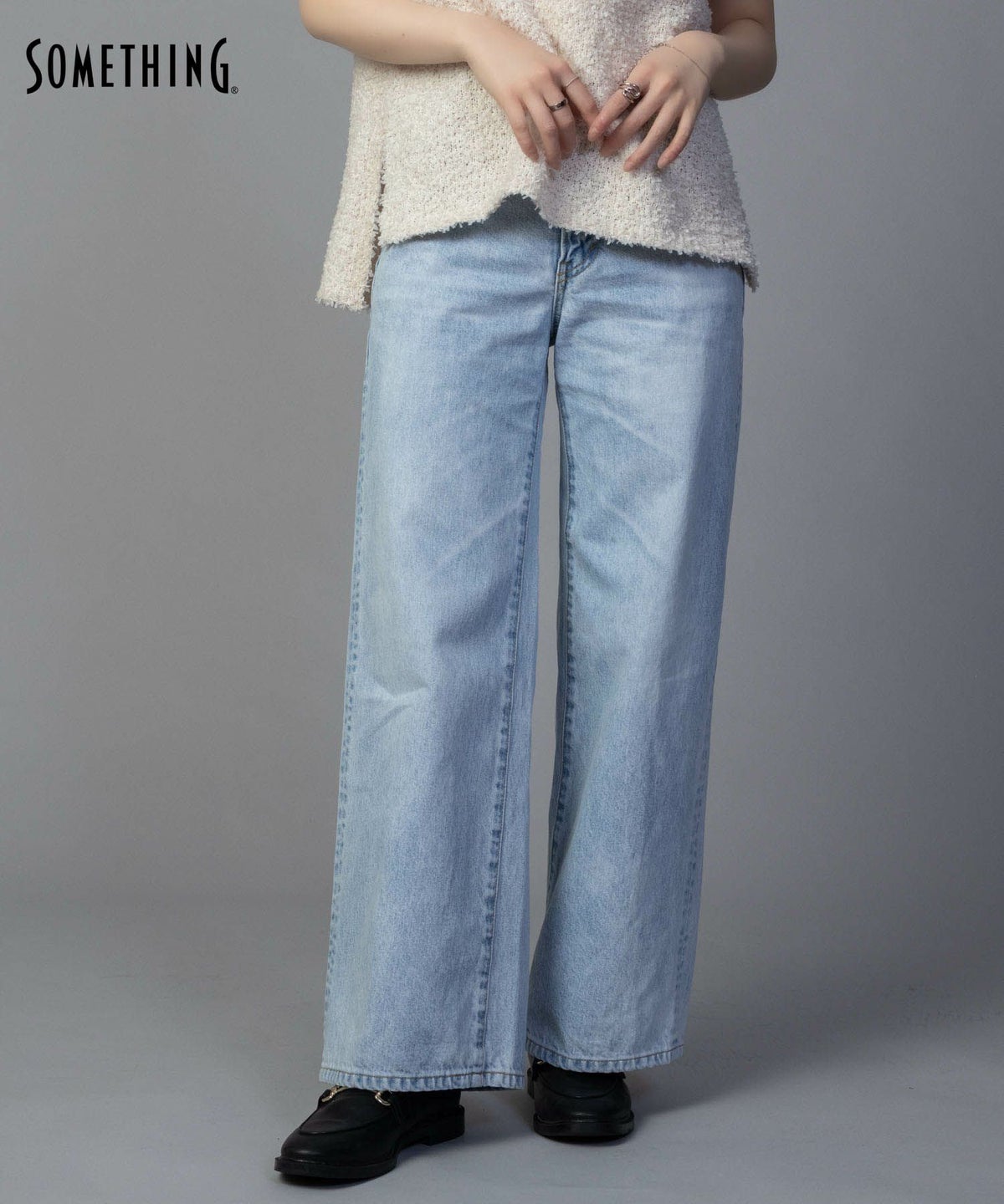SOMETHING LISA ヴィンテージワイドデニムパンツ レディース