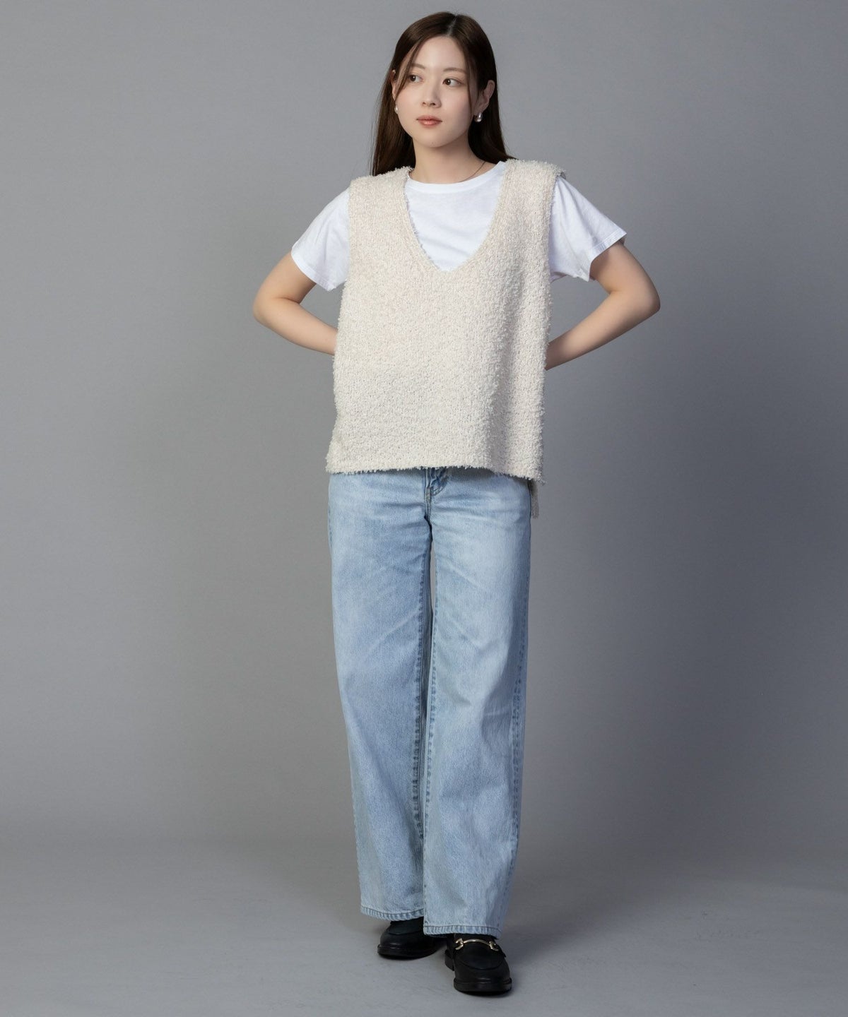 SOMETHING LISA ヴィンテージワイドデニムパンツ レディース