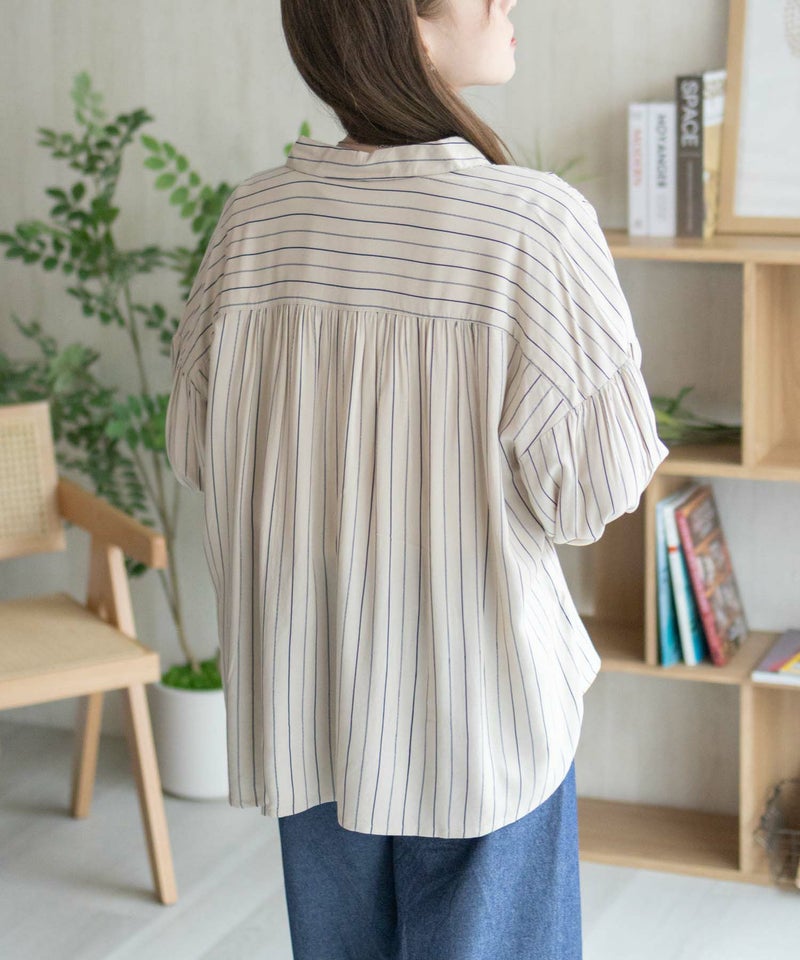 Howdy Marie  インドファブリック 7分袖シャーリングチュニック レディース商品画像-9