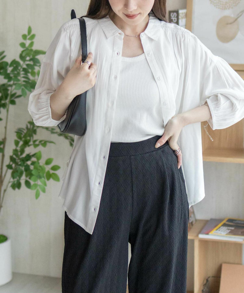 Howdy Marie インドファブリック 7分袖シャーリングチュニック レディース商品画像-11