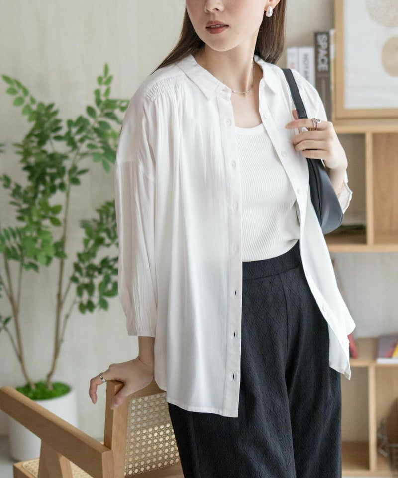 Howdy Marie インドファブリック 7分袖シャーリングチュニック レディース商品画像-12