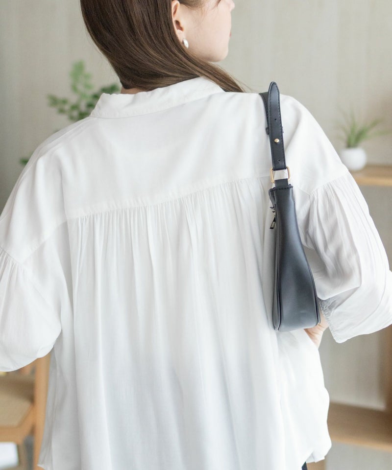 Howdy Marie  インドファブリック 7分袖シャーリングチュニック レディース商品画像-13