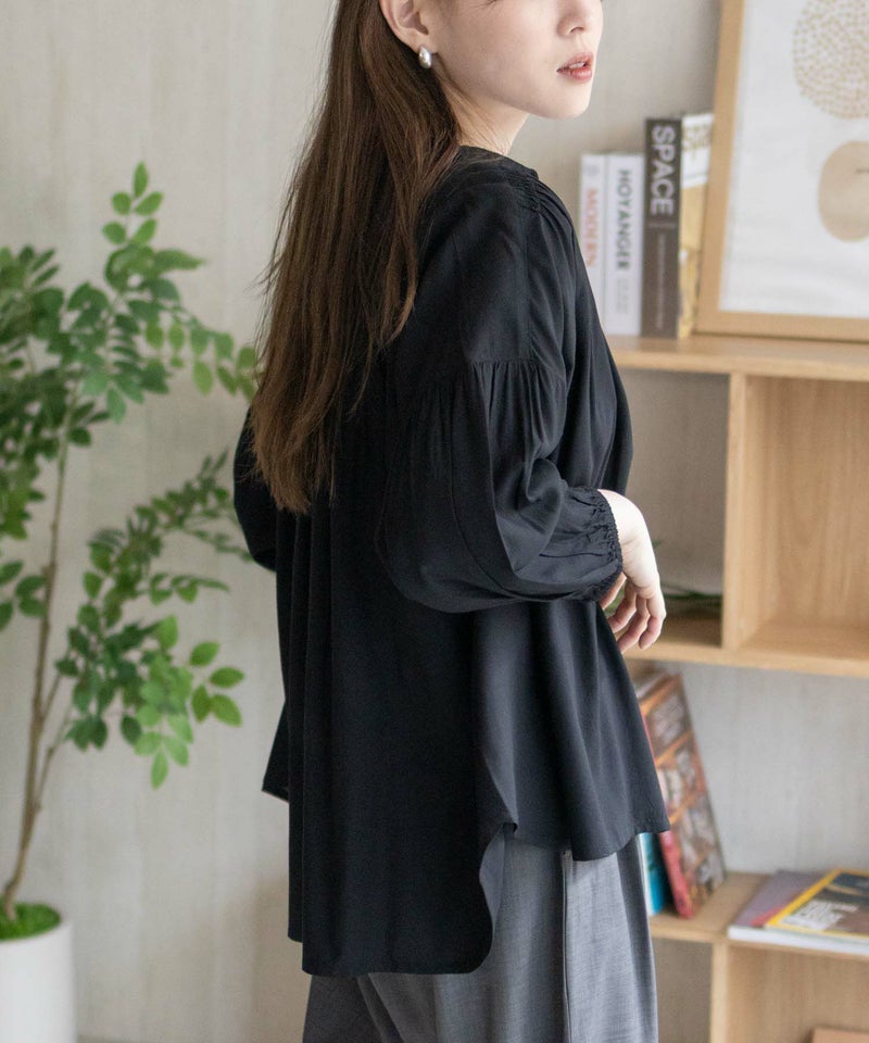 Howdy Marie インドファブリック 7分袖シャーリングチュニック レディース商品画像-17