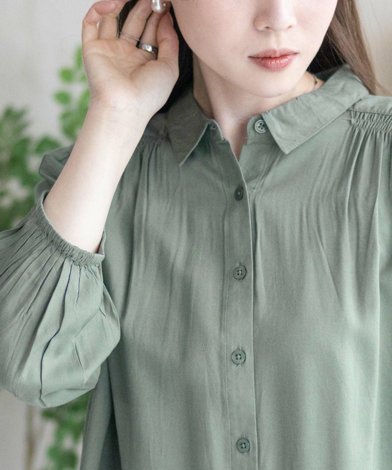 Howdy Marie  インドファブリック 7分袖シャーリングチュニック レディース商品画像-20