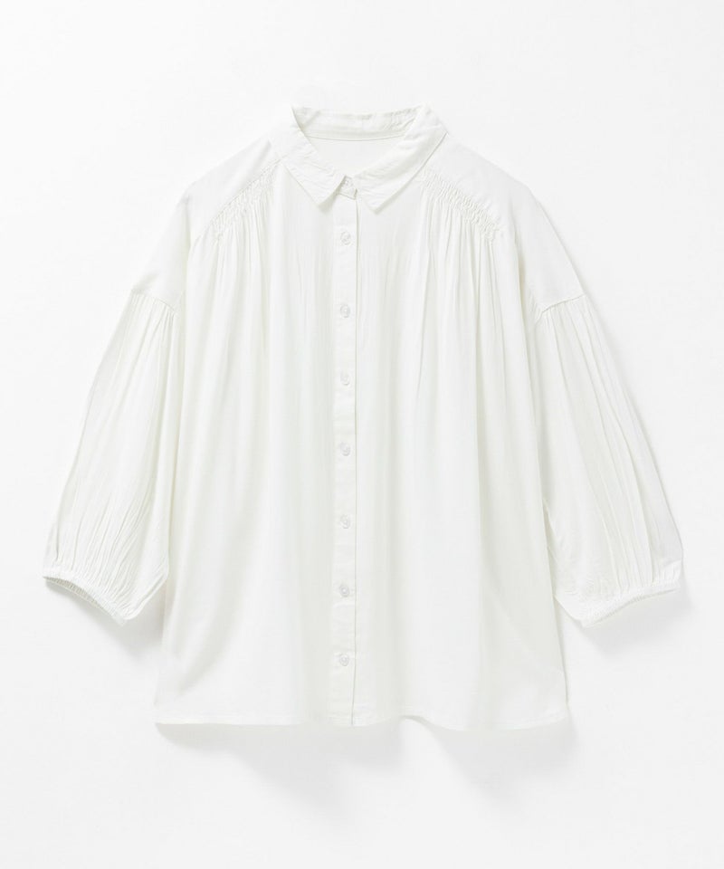 Howdy Marie  インドファブリック 7分袖シャーリングチュニック レディース商品画像-25