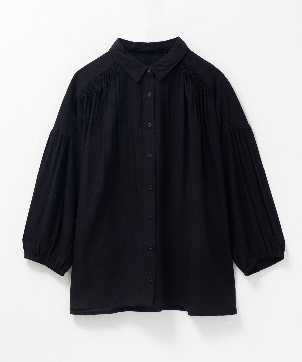 Howdy Marie インドファブリック 7分袖シャーリングチュニック レディース