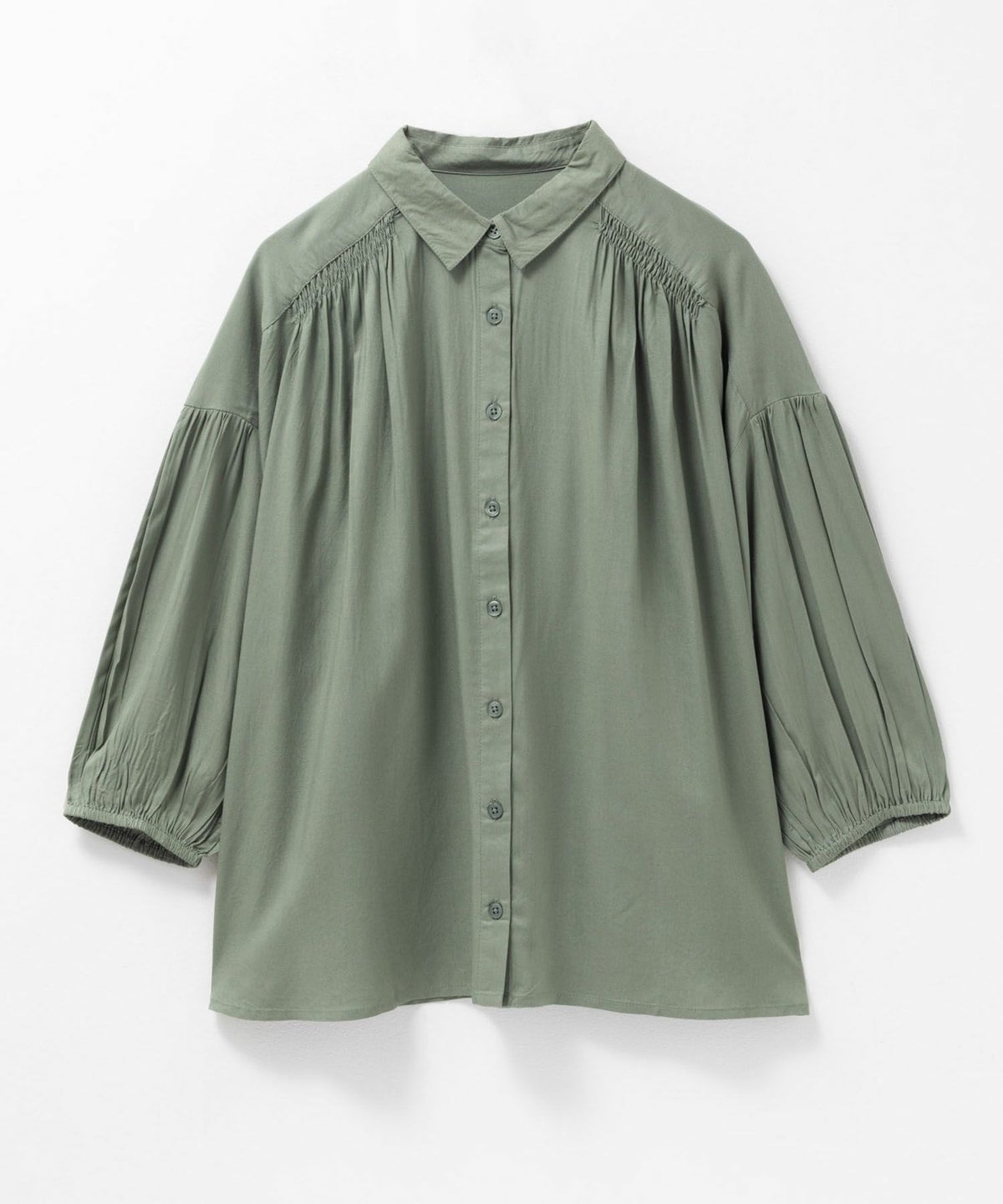 Howdy Marie インドファブリック 7分袖シャーリングチュニック レディース