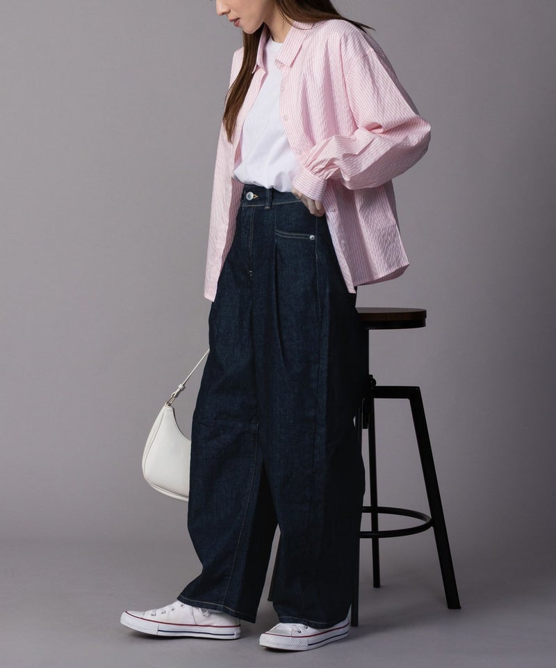 SOMETHING HANA タックカーブデニムパンツ レディース商品画像-6