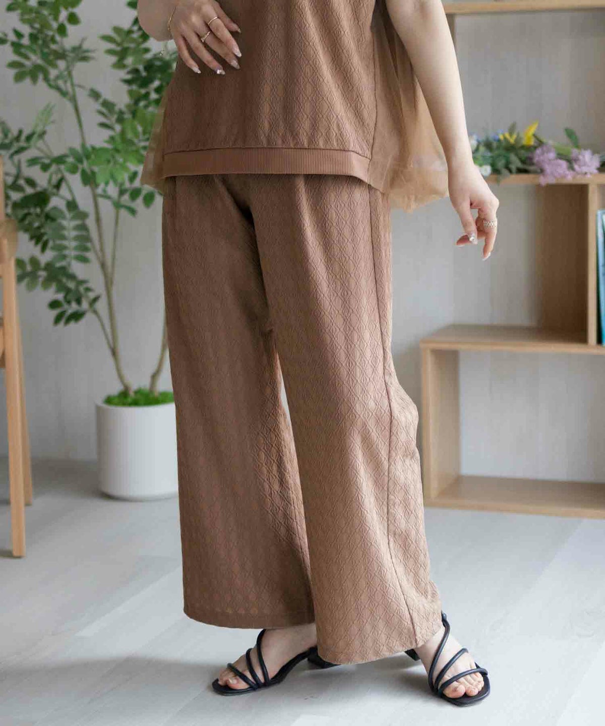 Howdy Marie ジャガードセミワイドパンツ レディース