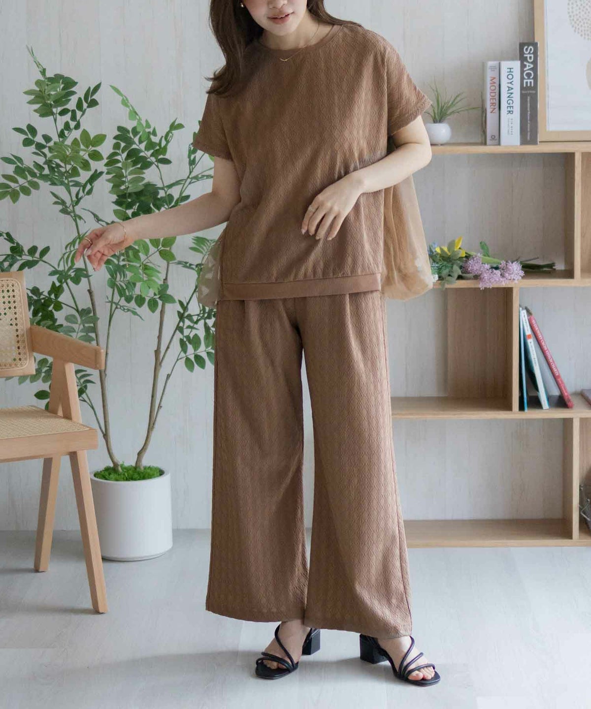 Howdy Marie ジャガードセミワイドパンツ レディース