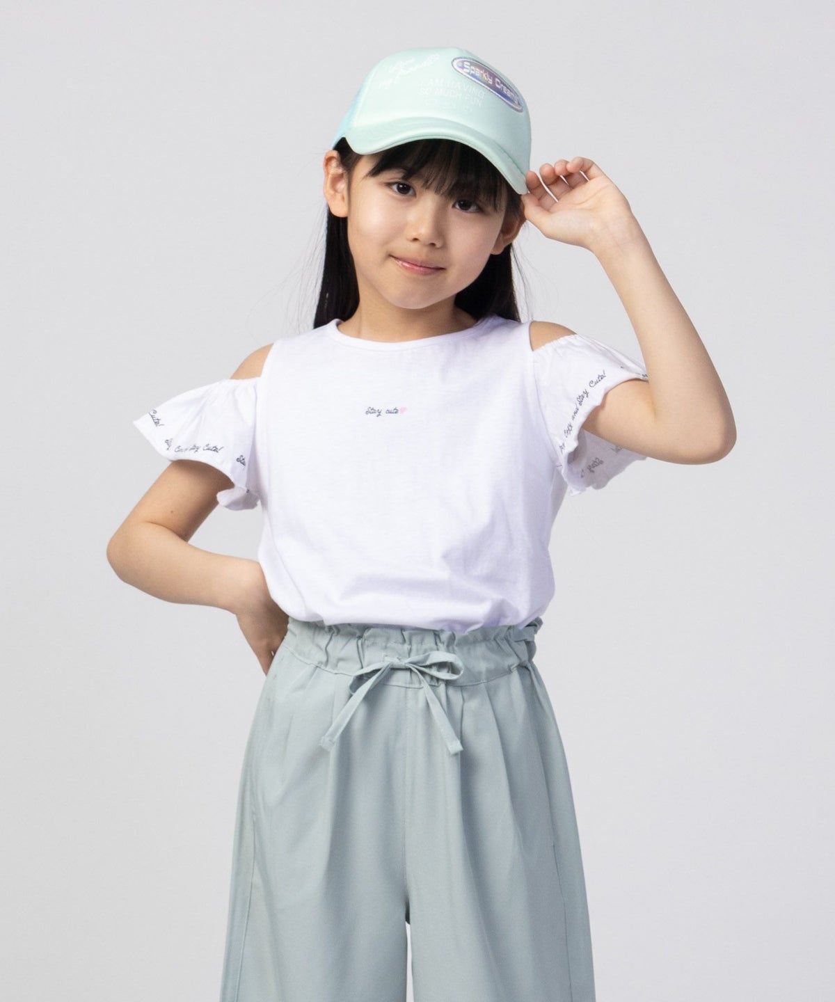 T-GRAPHICS 肩開きデザインプリント半袖Tシャツ キッズ ネコポス 対応商品