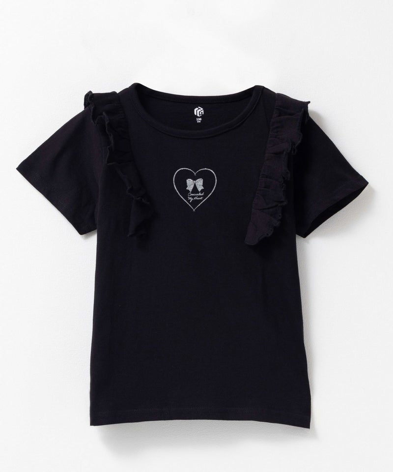 T-GRAPHICS 肩フリルデザインプリント半袖Tシャツ キッズ メール便 対応商品商品画像-1