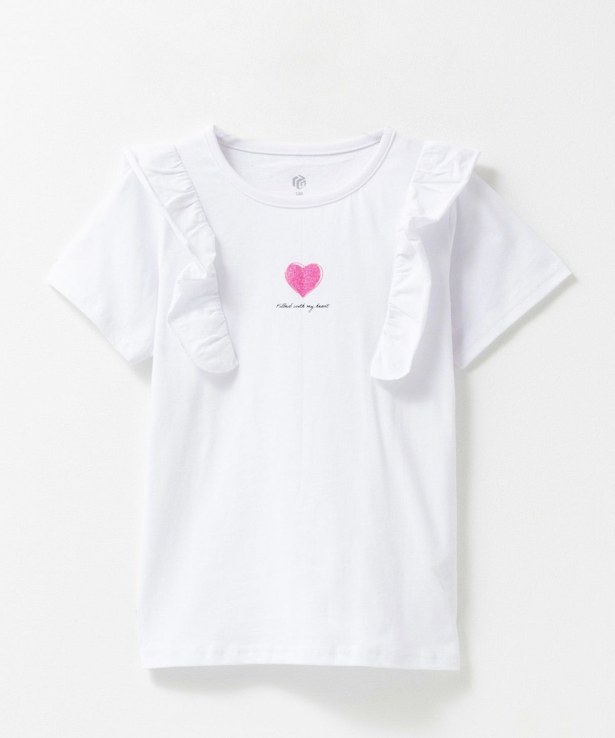 T-GRAPHICS 肩フリルデザインプリント半袖Tシャツ キッズ ネコポス 対応商品