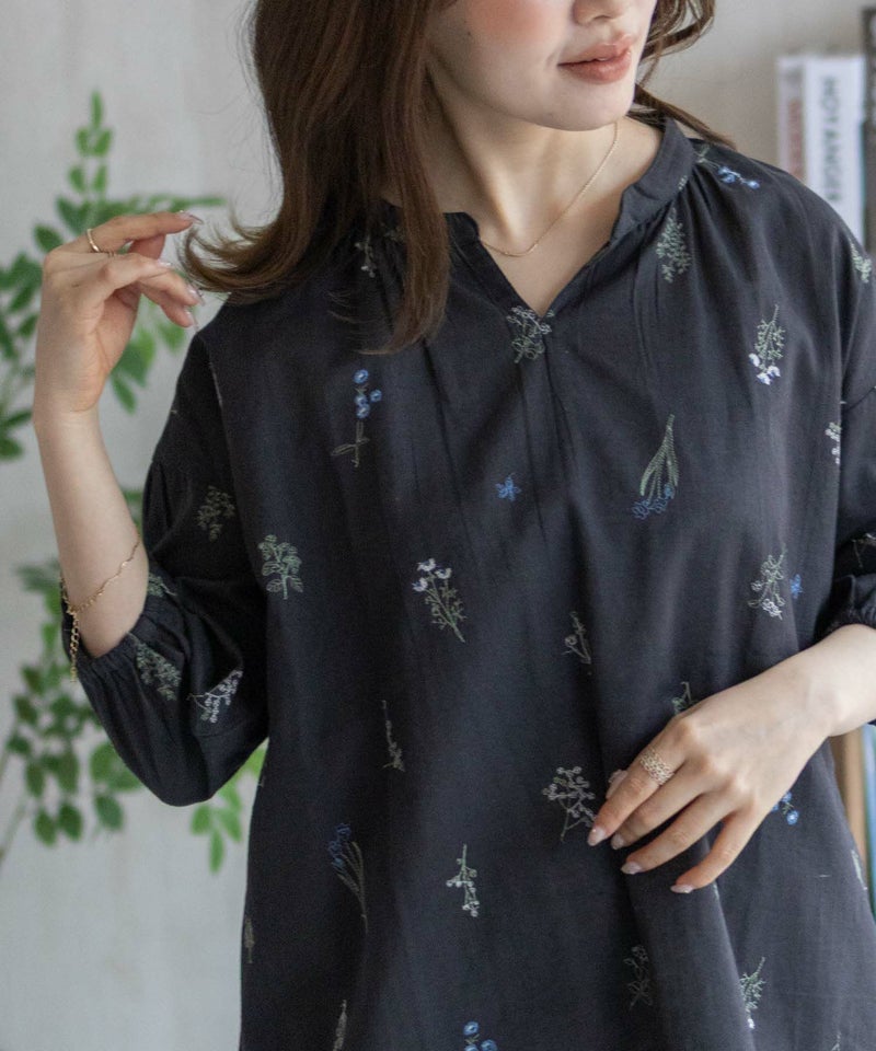 Howdy Marie  インドファブリック 綿麻刺繍プルオーバー レディース商品画像-9