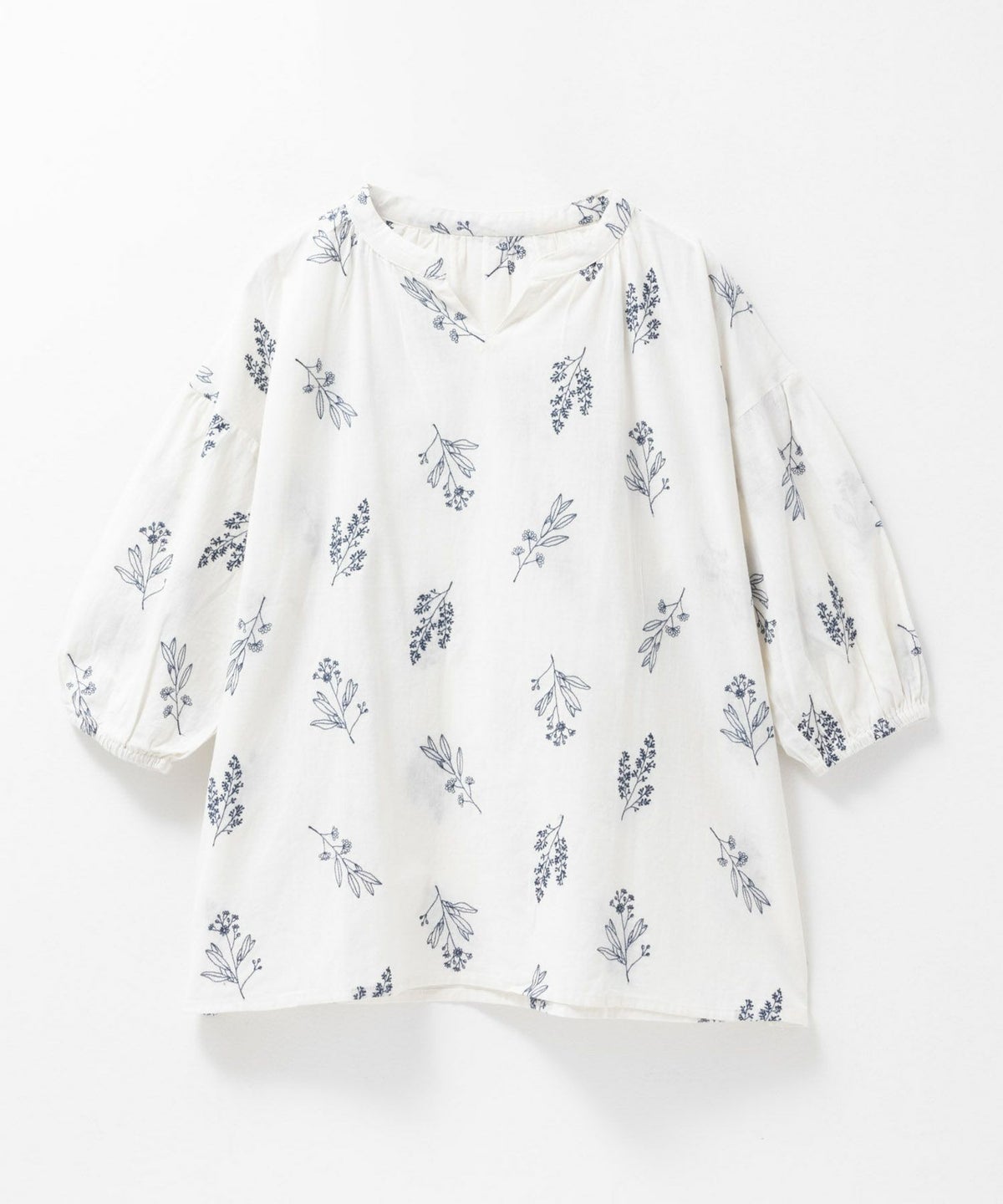 Howdy Marie インドファブリック 綿麻刺繍プルオーバー レディース