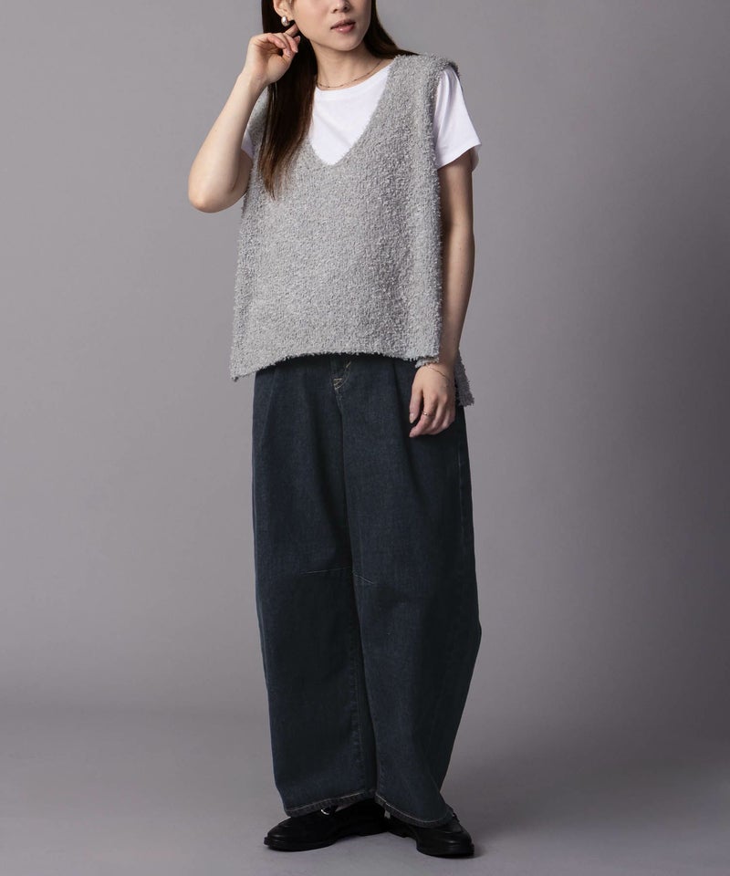 SOMETHING HANA タックカーブデニムパンツ レディース商品画像-6