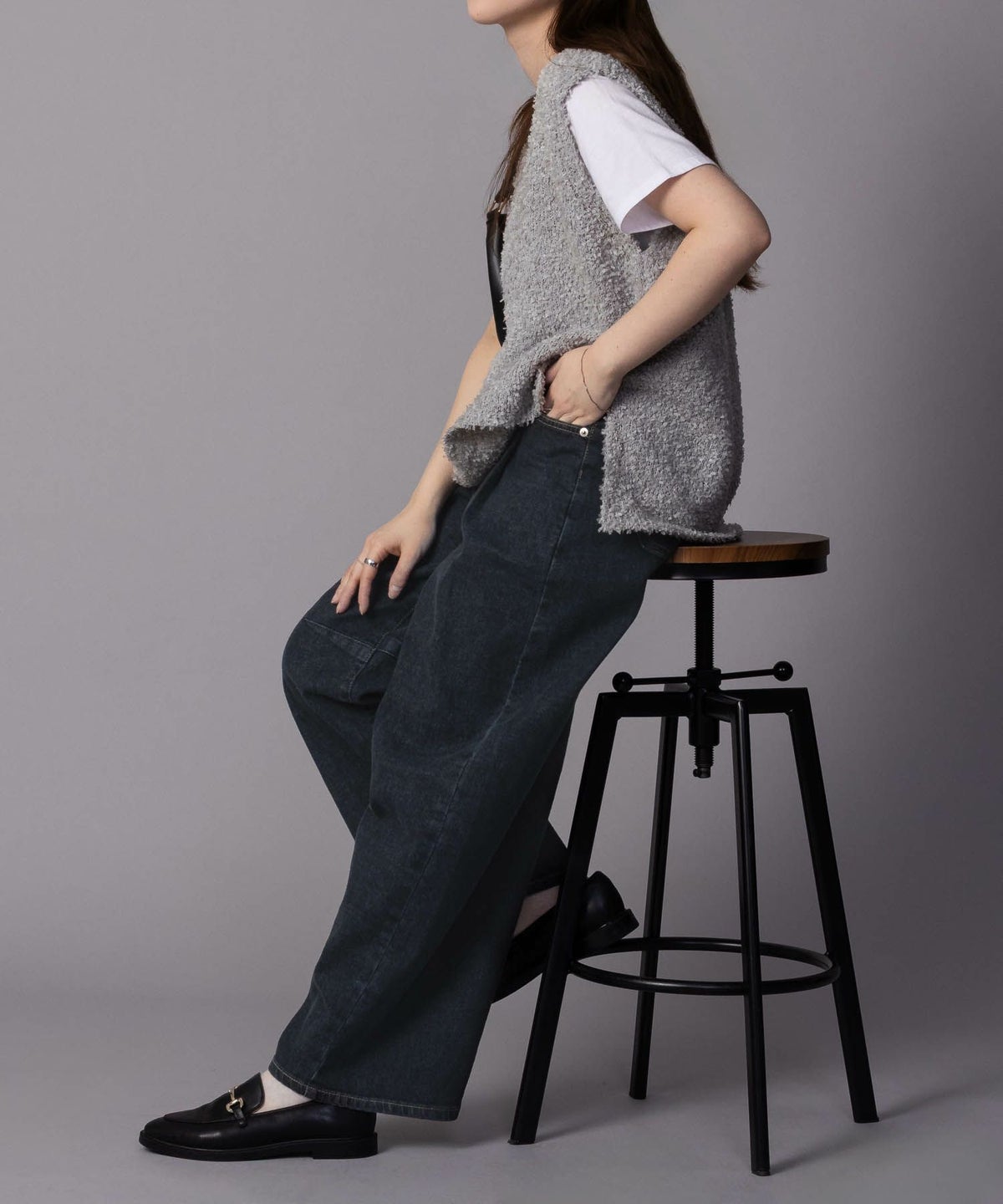 SOMETHING HANA タックカーブデニムパンツ レディース