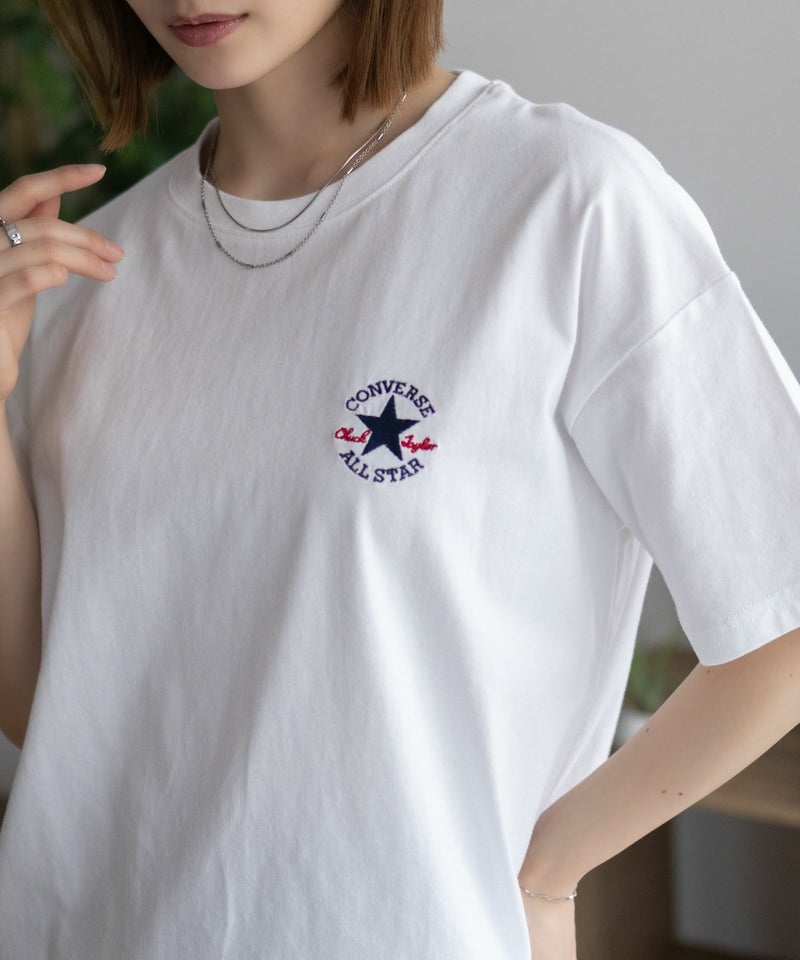 CONVERSE  ワンポイントパッチ刺繍Tシャツ レディース メール便 対応商品商品画像-2