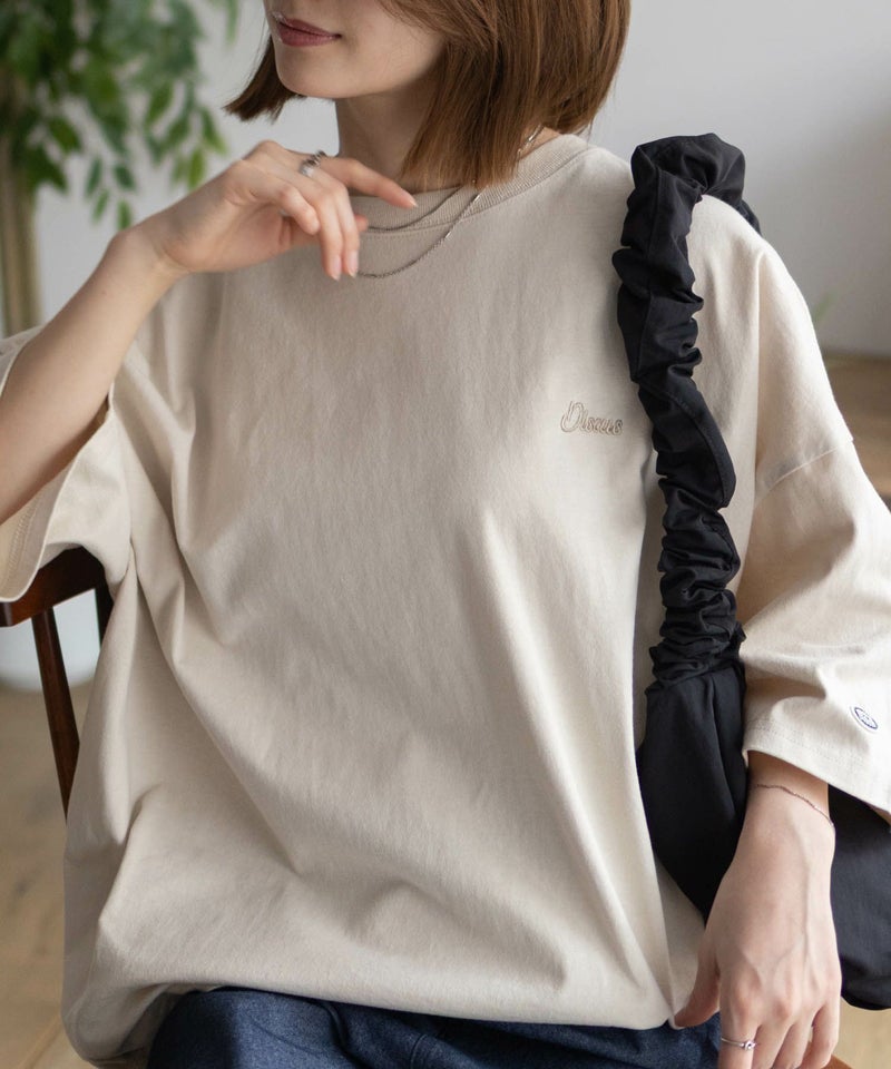 DISCUS 裾タックワンポイントTシャツ レディース メール便 対応商品商品画像-7