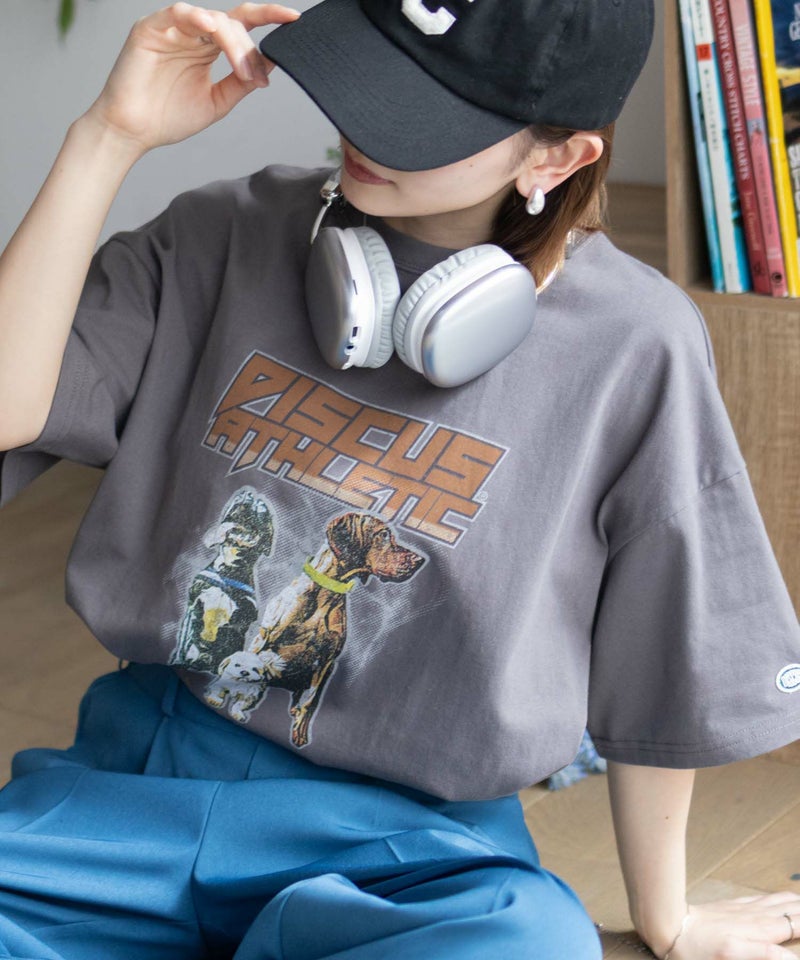 DISCUS プリントビッグTシャツ 犬 レディース メール便 対応商品商品画像-1