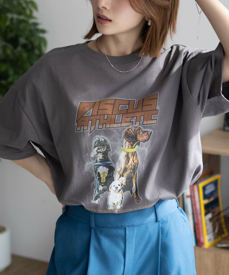 DISCUS プリントビッグTシャツ 犬 レディース メール便 対応商品商品画像-5