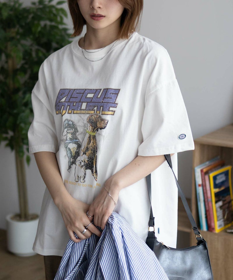 DISCUS プリントビッグTシャツ 犬 レディース メール便 対応商品商品画像-13