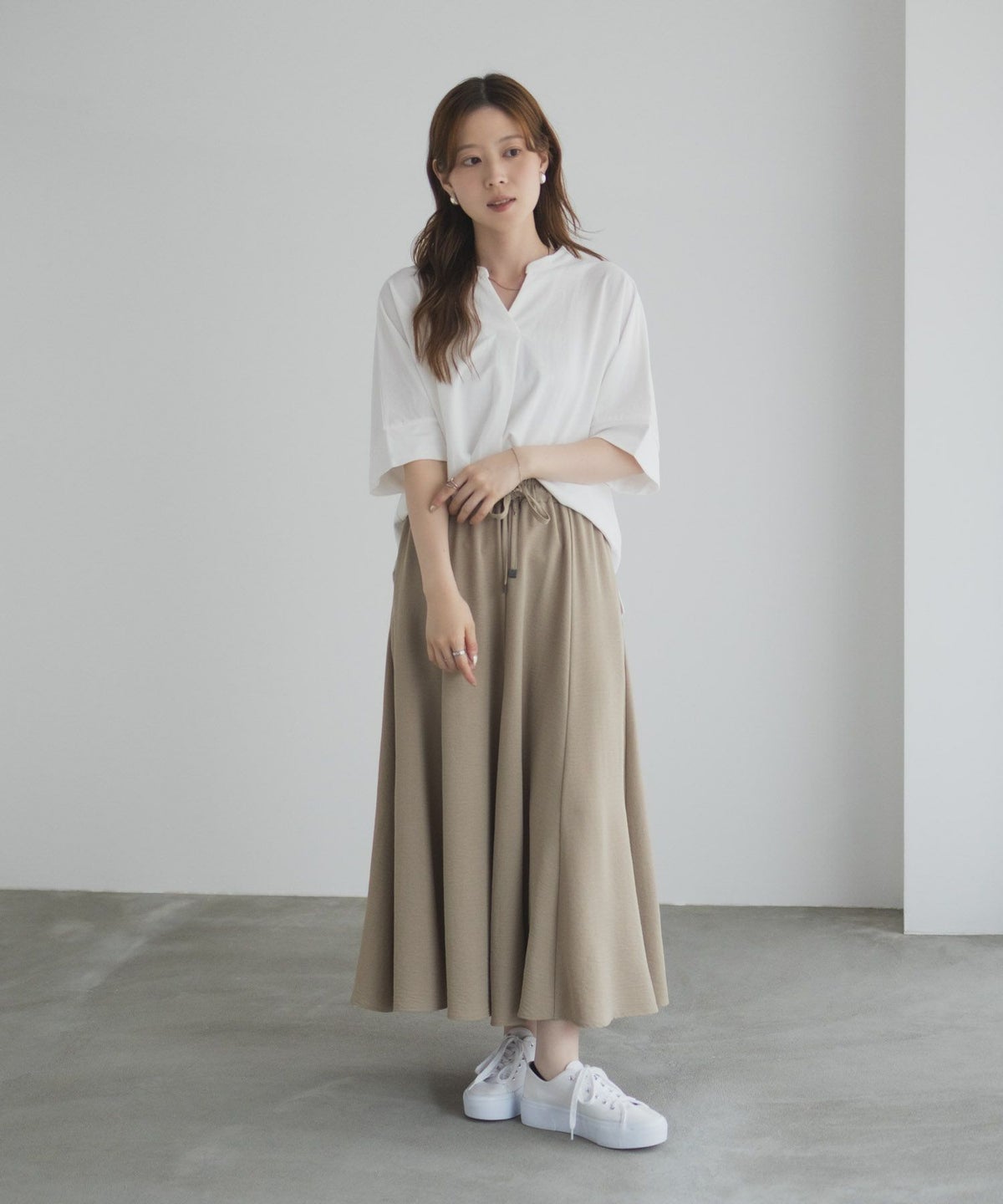 nAvy SARARI スキッパー5分袖ブラウス レディース