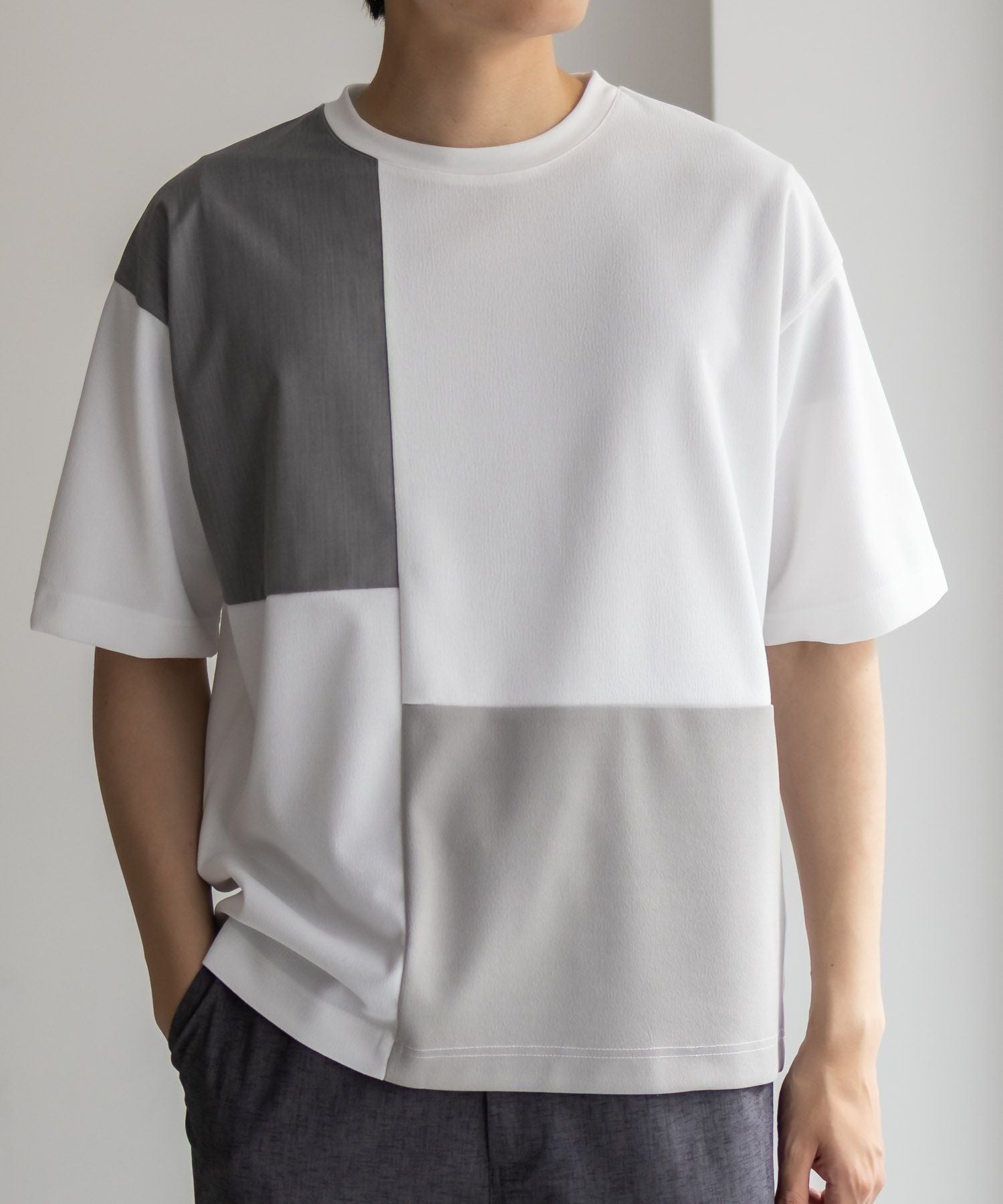 URBAN COLLECTION カットジョーゼット 布帛パネル切替テーパードT