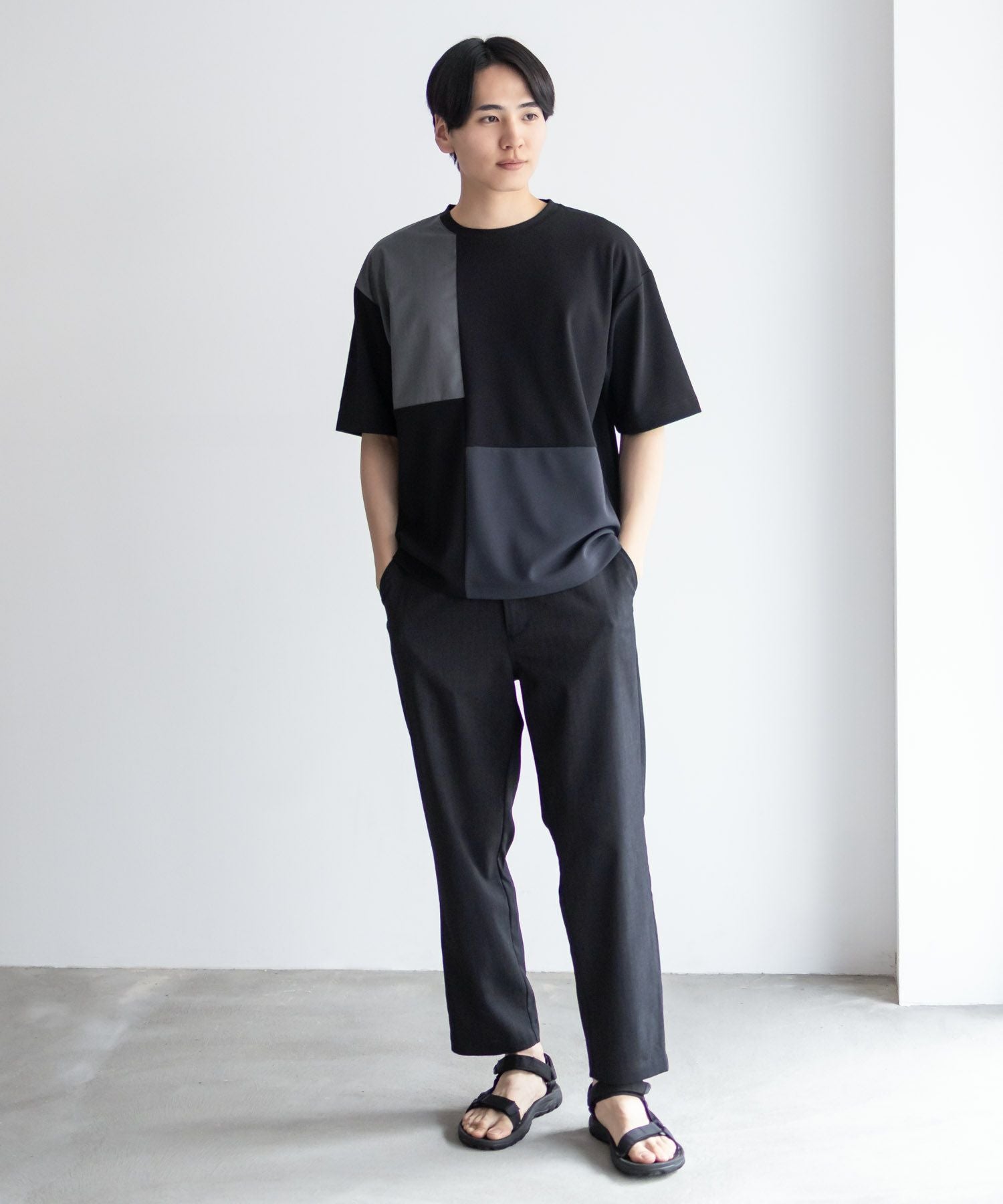 はっちゃん様　おまとめ割り　yosaウェア メンズTシャツ　M URBAN COLLECTION カットジョーゼット 布帛パネル切替テーパードT