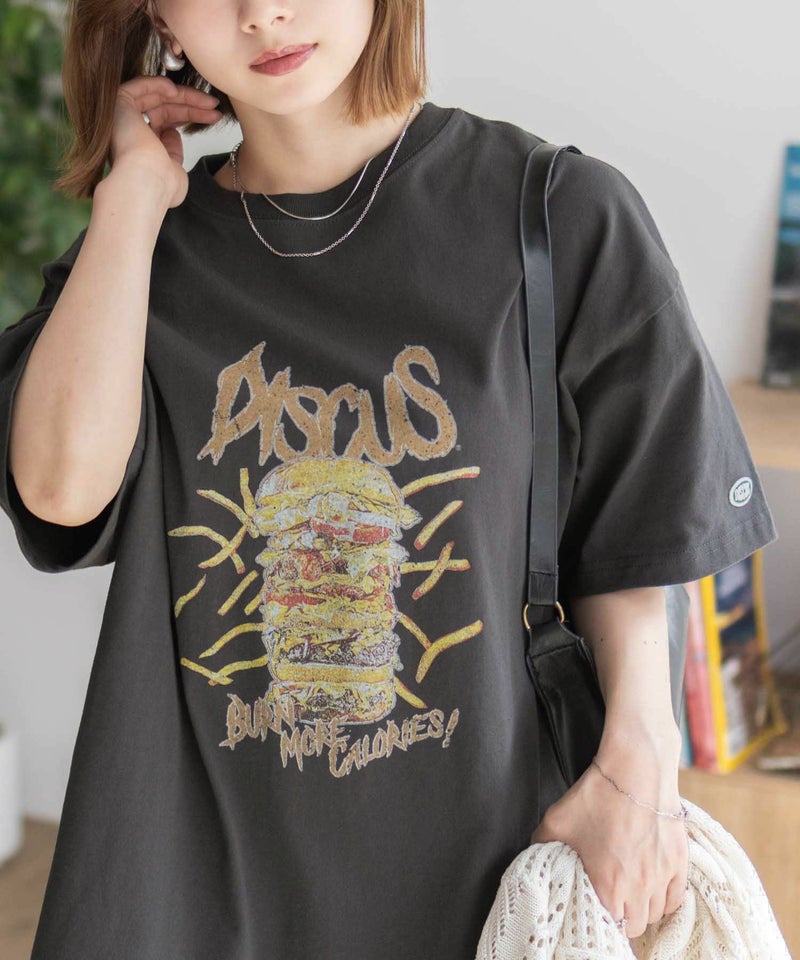 DISCUS プリントビッグTシャツ バーガー レディース メール便 対応商品商品画像-2