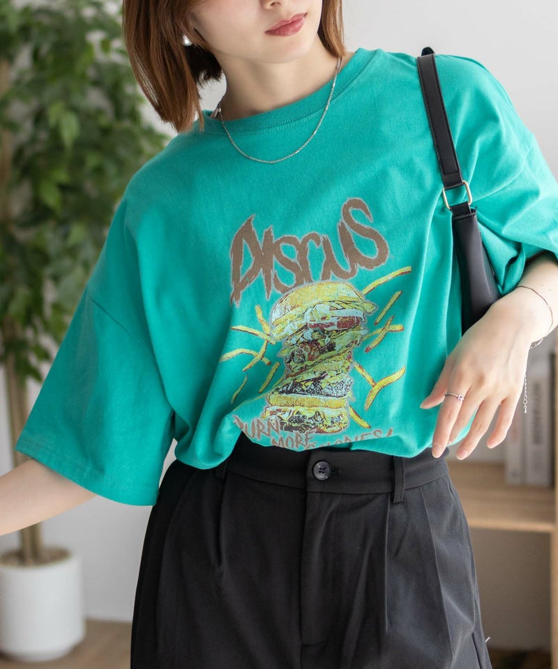 DISCUS プリントビッグTシャツ バーガー レディース メール便 対応商品商品画像-6