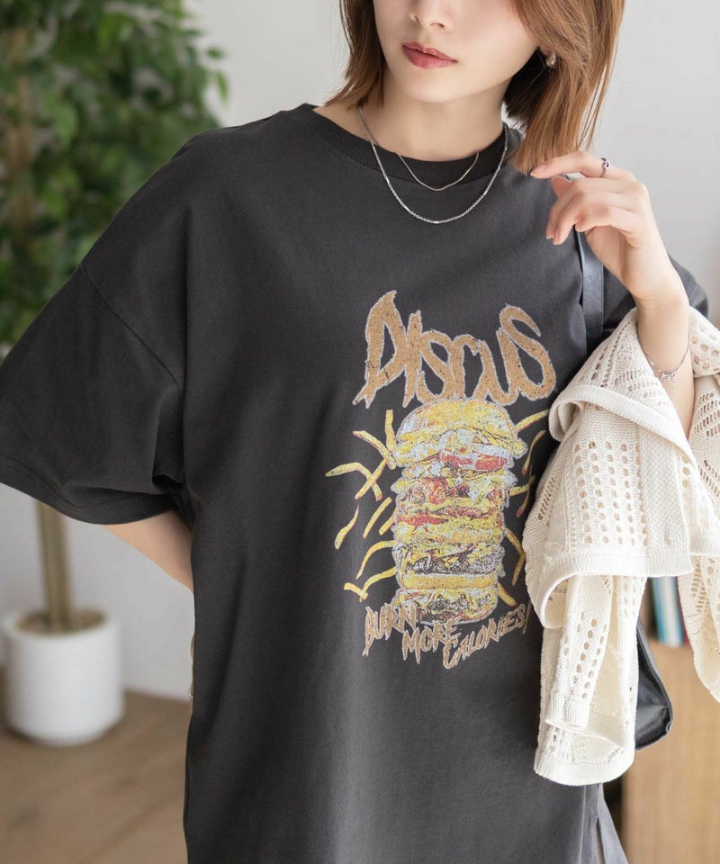 DISCUS プリントビッグTシャツ バーガー レディース メール便 対応商品商品画像-12