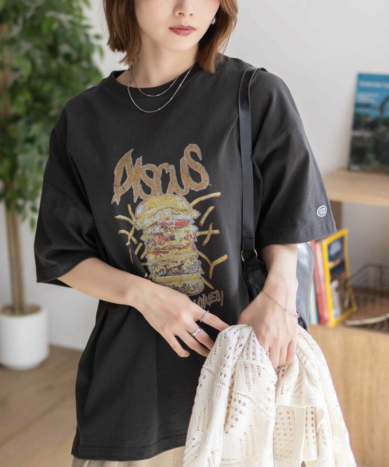 DISCUS プリントビッグTシャツ バーガー レディース メール便 対応商品商品画像-13