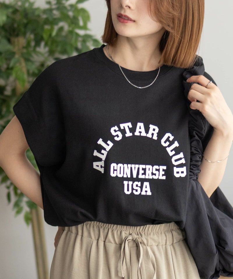 CONVERSE ポンチ素材 ボックスシルエットTシャツ レディース メール便 対応商品商品画像-1