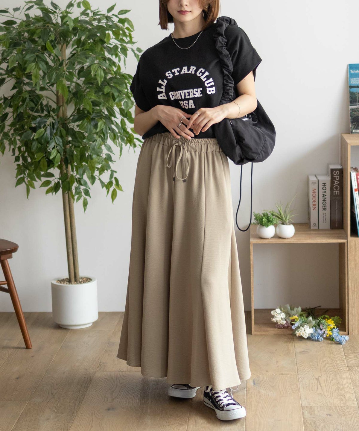 CONVERSE ポンチ素材 ボックスシルエットTシャツ レディース ネコポス 対応商品