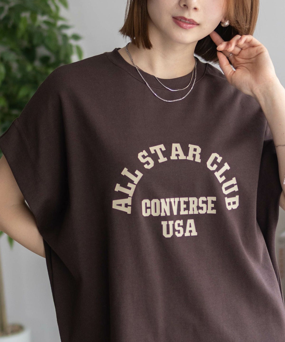 CONVERSE ポンチ素材 ボックスシルエットTシャツ レディース ネコポス 対応商品