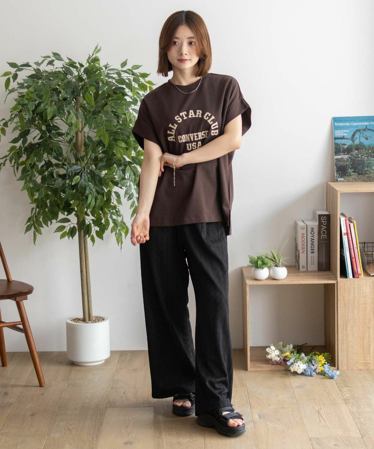 CONVERSE ポンチ素材 ボックスシルエットTシャツ レディース ネコポス 対応商品