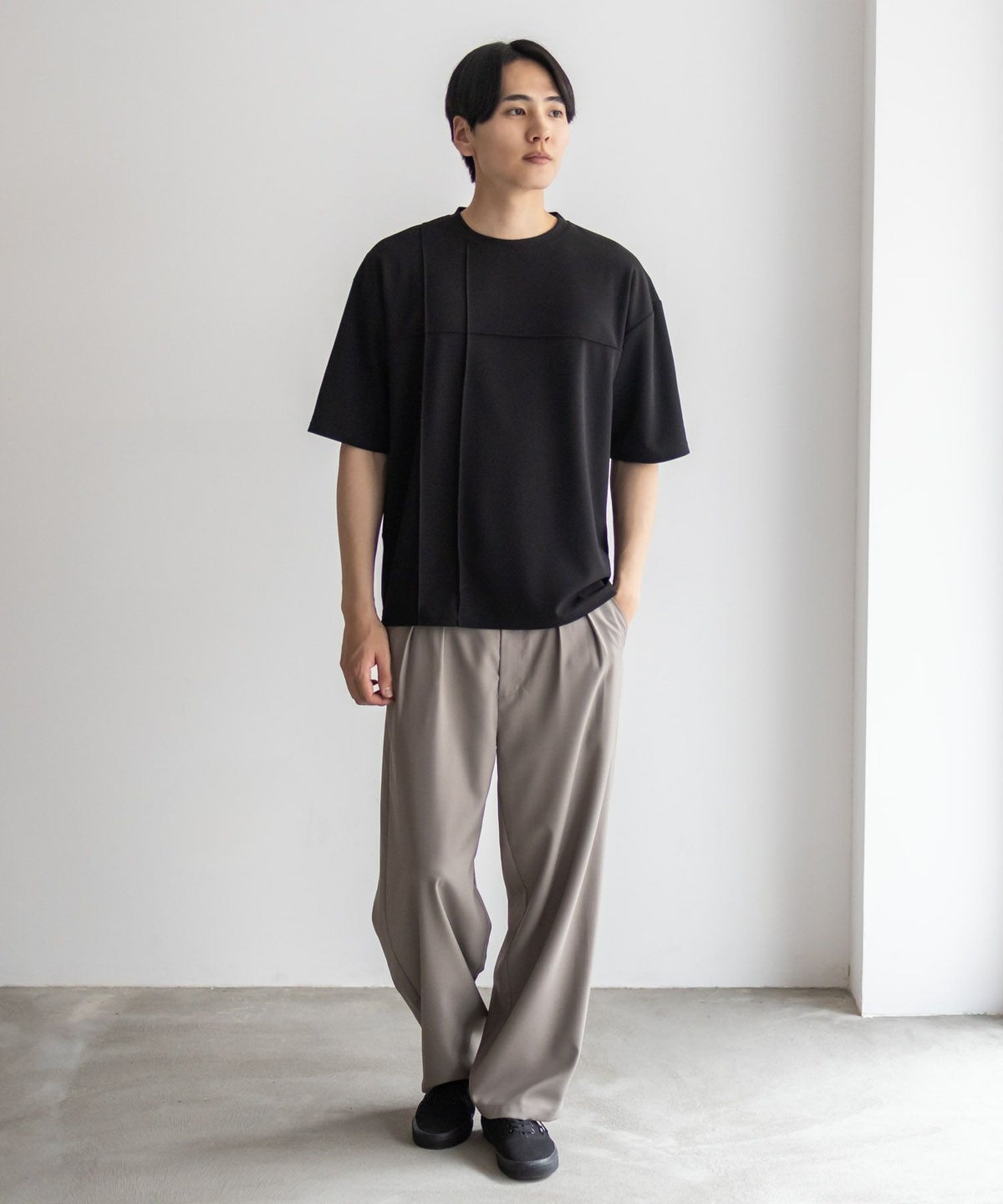 URBAN COLLECTION AIR Smoosy カットジョーゼットピンタックテーパードTシャツ メンズ ネコポス 対応商品