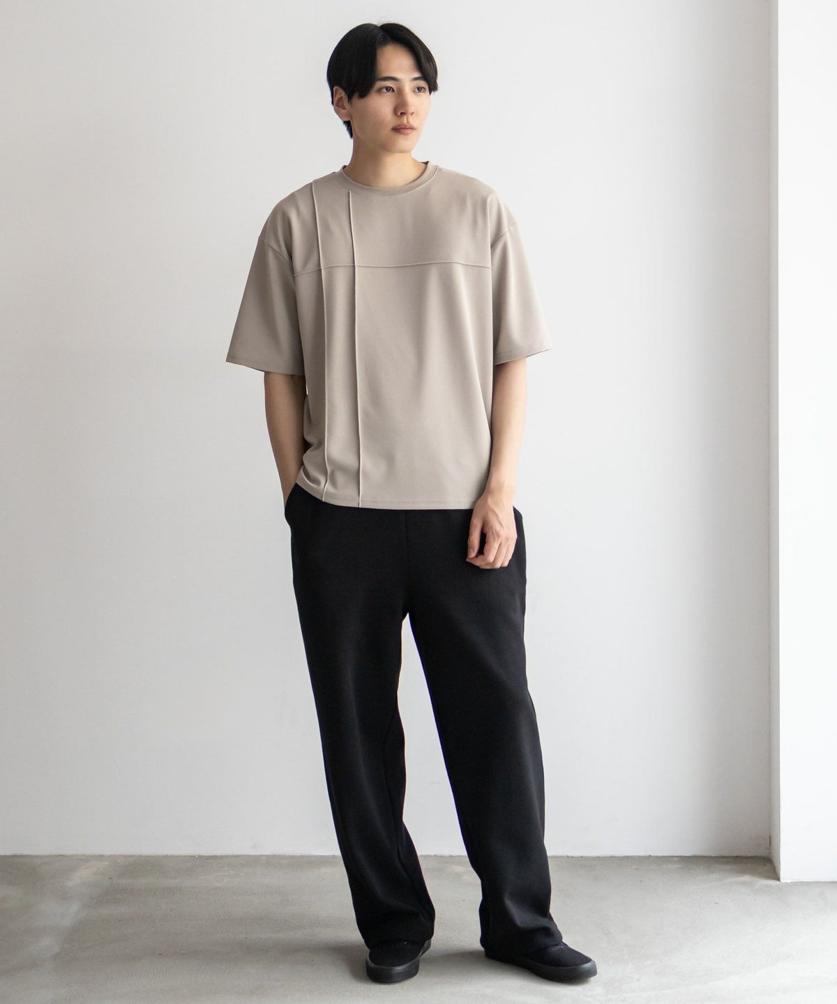 URBAN COLLECTION AIR Smoosy カットジョーゼットピンタックテーパードTシャツ メンズ ネコポス 対応商品