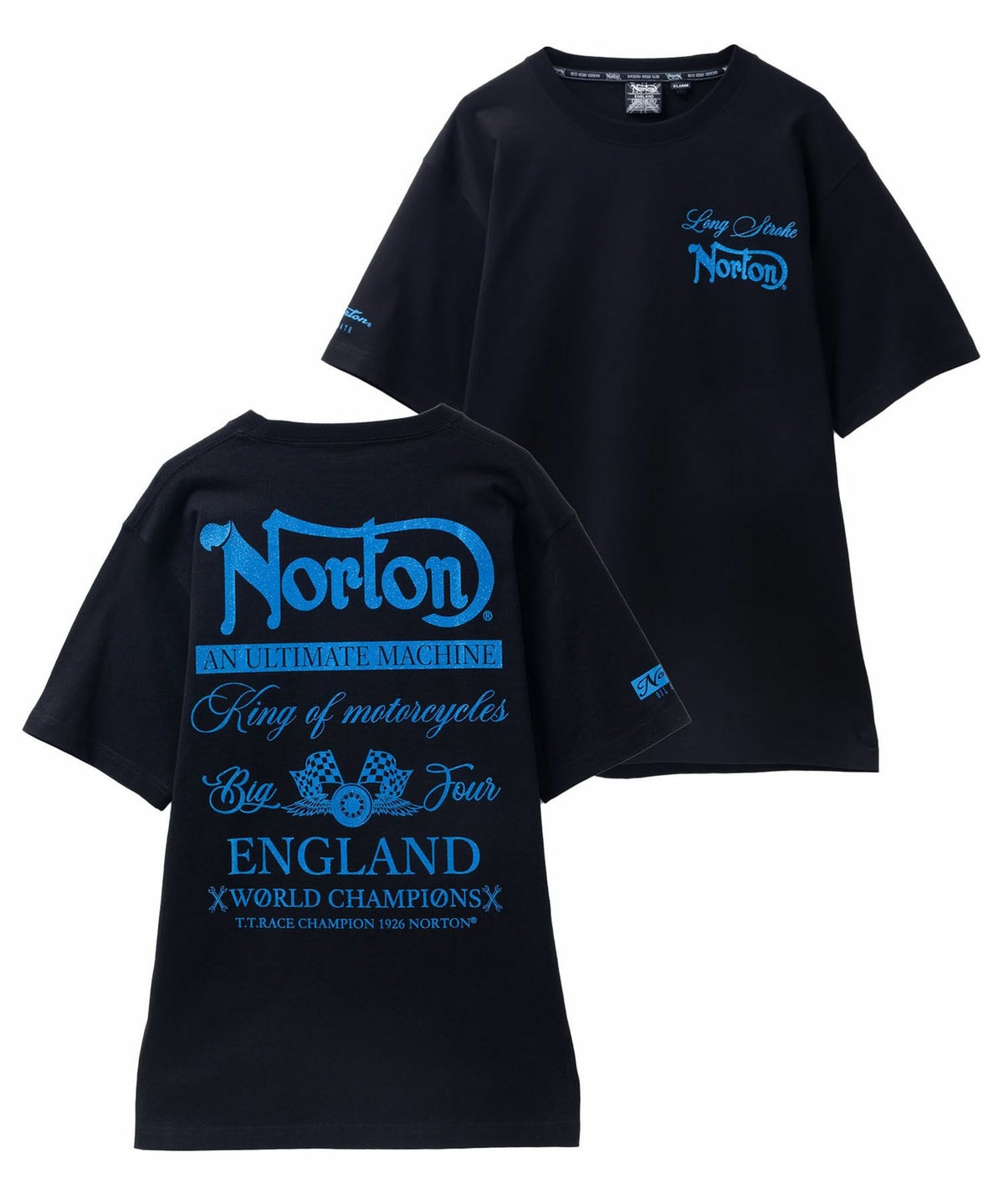 Norton ブルーラメプリントTシャツ メンズ