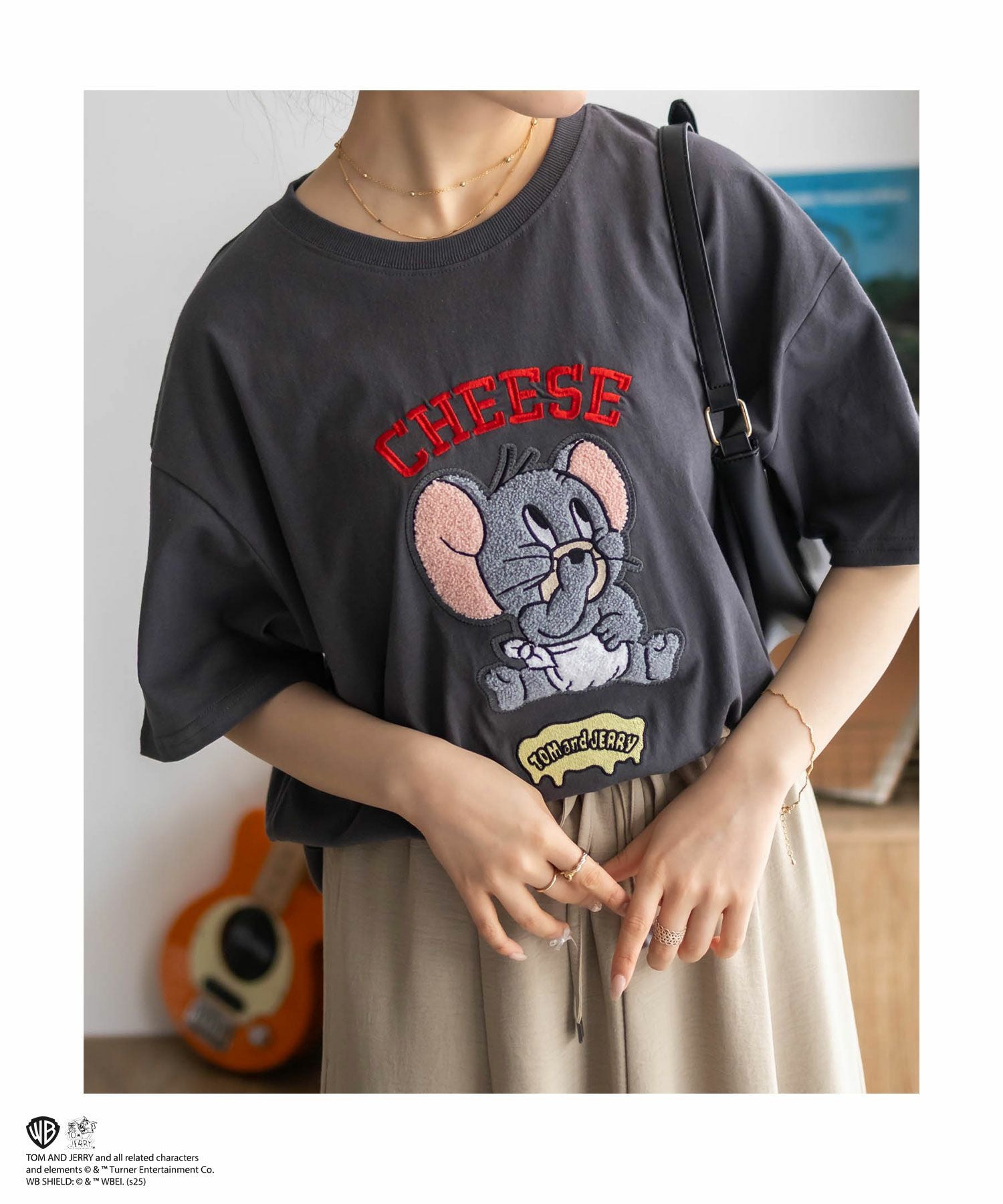 Tom and Jerry サガラ刺繍Tシャツ レディース