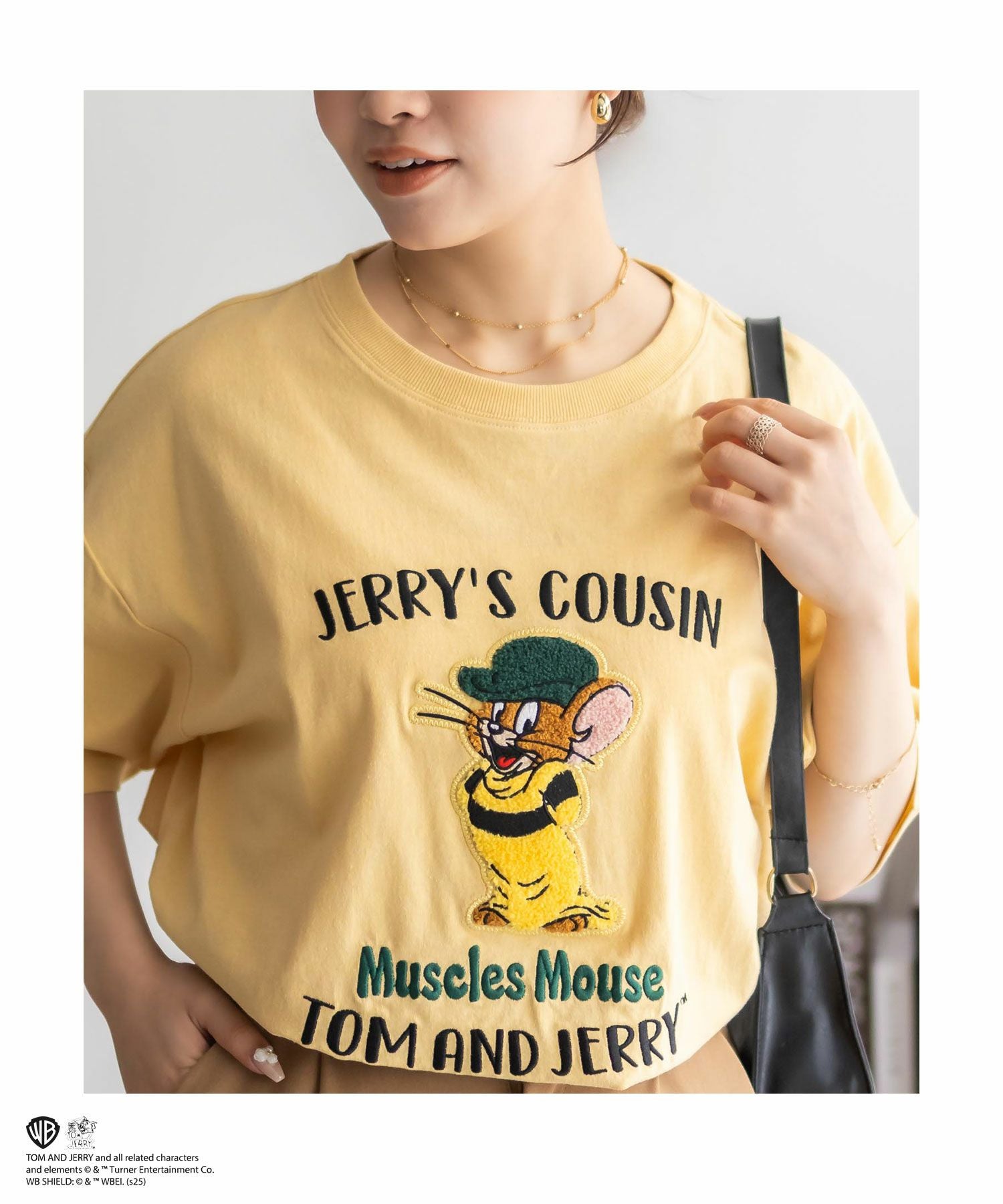 Tom and Jerry サガラ刺繍Tシャツ レディース