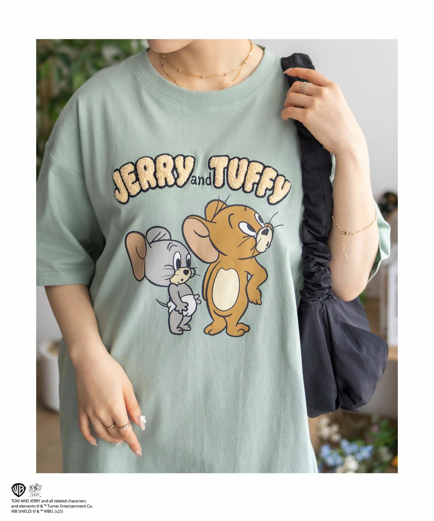 Tom and Jerry サガラ刺繍Tシャツ レディース