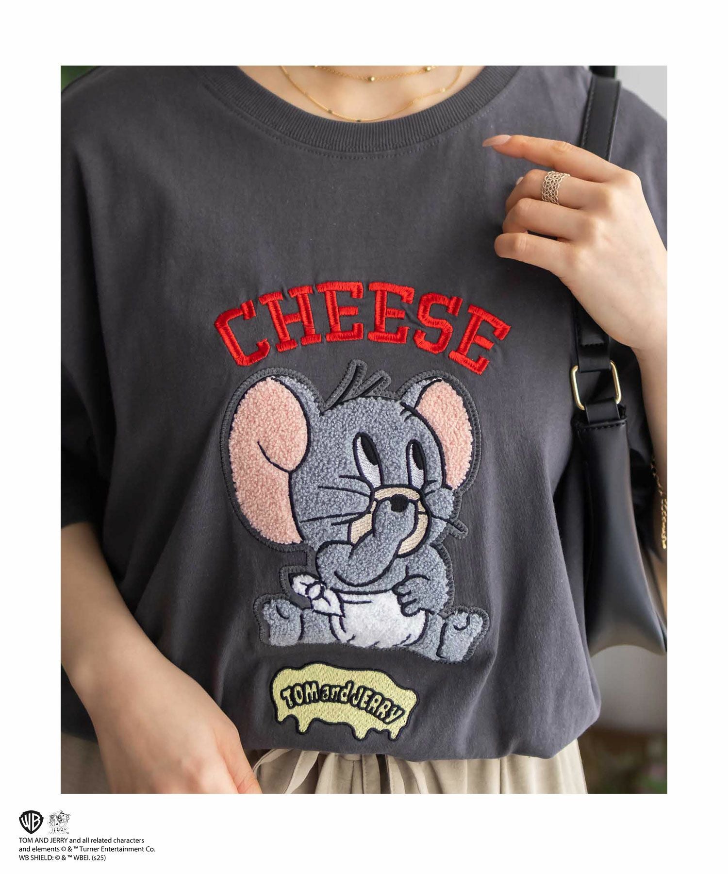 Tom and Jerry サガラ刺繍Tシャツ レディース