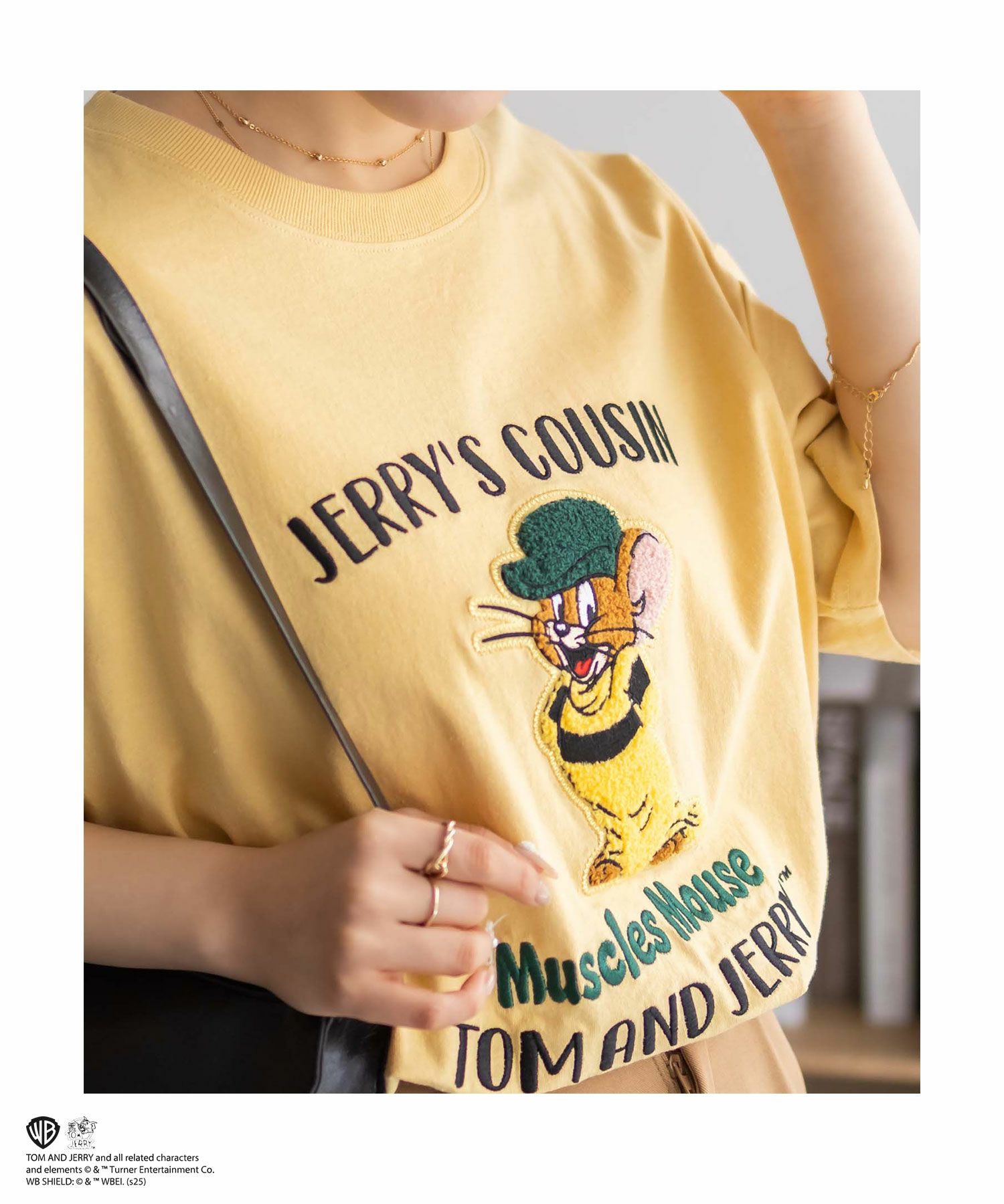リフト ライオン Tシャツ クリーム色 Tom and Jerry サガラ刺繍Tシャツ レディース