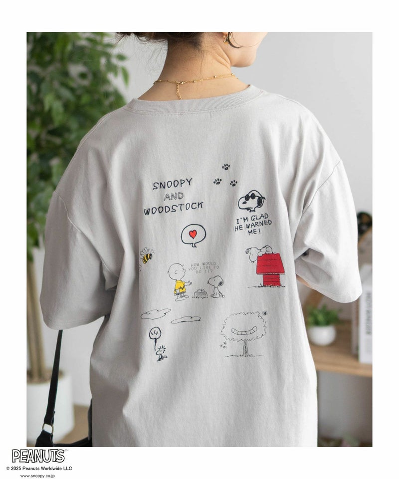 PEANUTS SNOOPY 刺繍プリントTシャツ レディース メール便 対応商品商品画像-3