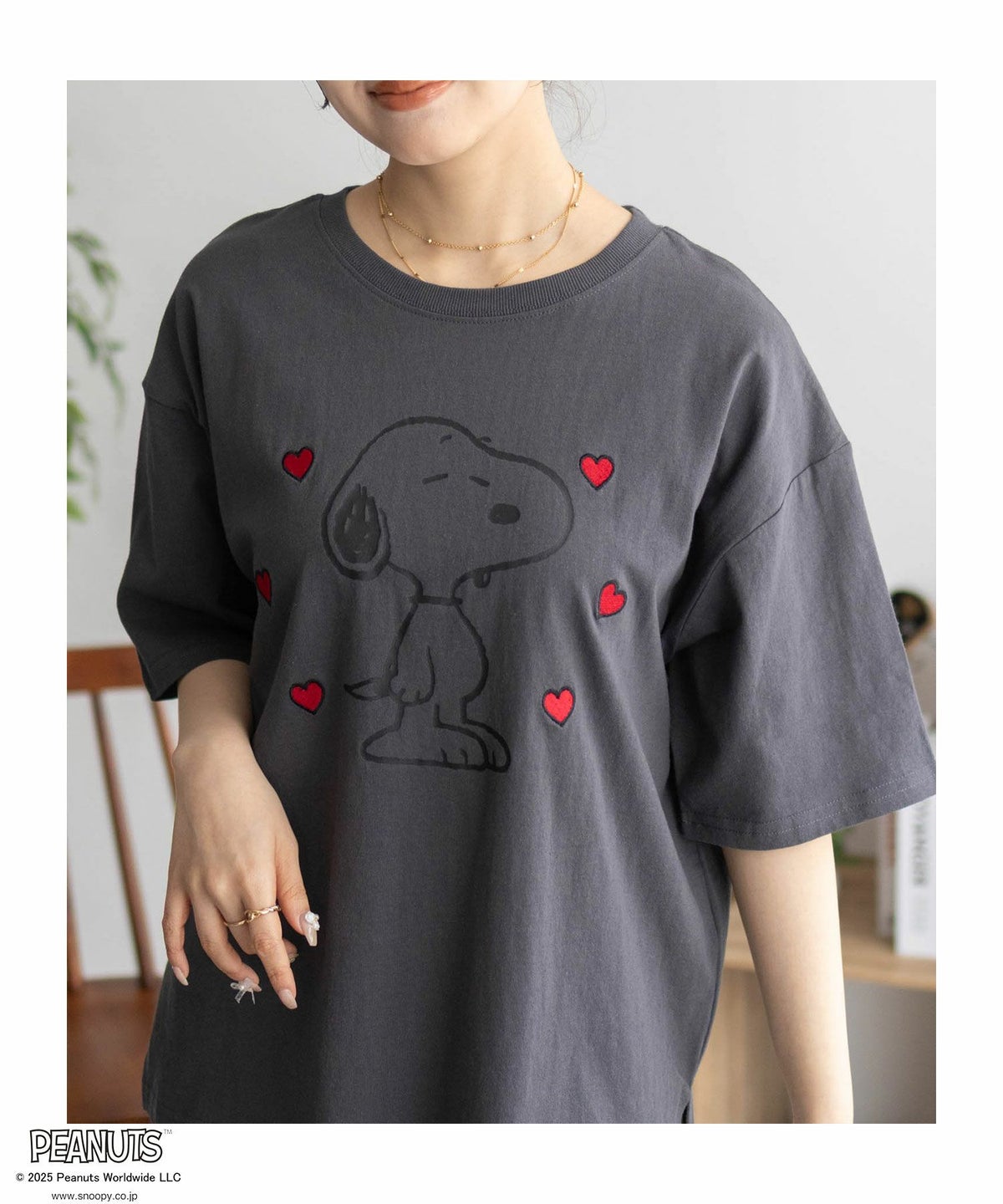PEANUTS SNOOPY 刺繍プリントTシャツ レディース ネコポス 対応商品
