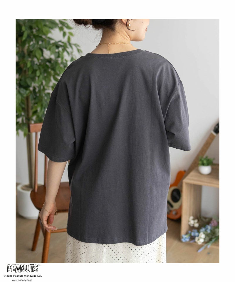 PEANUTS SNOOPY 刺繍プリントTシャツ レディース メール便 対応商品商品画像-9