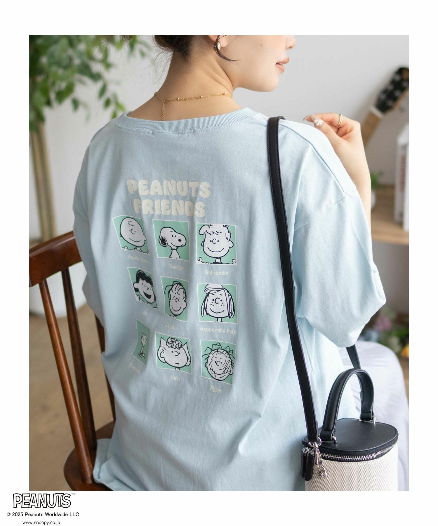 PEANUTS SNOOPY 刺繍プリントTシャツ レディース