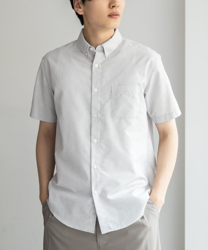 NAVY  COOLMAX リネン混ボタンダウン半袖シャツ メンズ商品画像-2